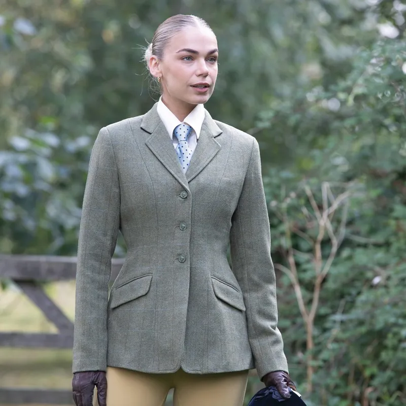 Equetech Thornborough Classic Tweed Ladies Show Coat - Green-2