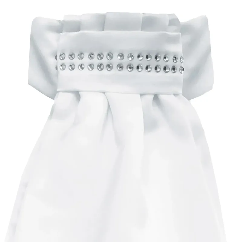 Equetech Deluxe Pre-Tied Stock Tie - Diamante Band/White