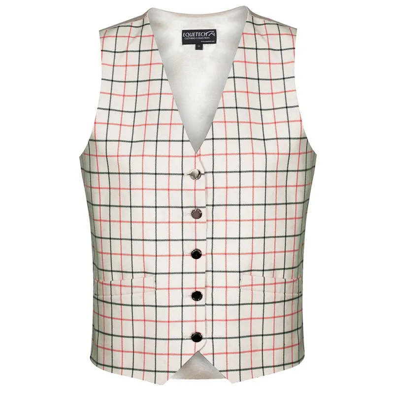 Equetech Tattersall Womens Show Vest-Red/Black Check