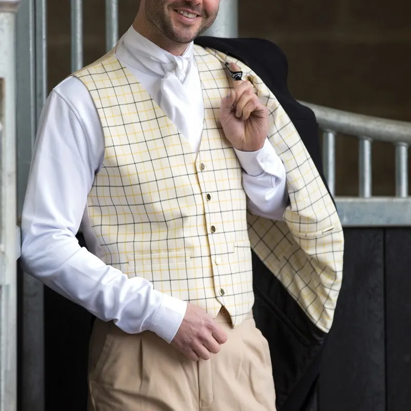 Equetech Tattersall Mens Competition Vest - Gold/Black Check-2
