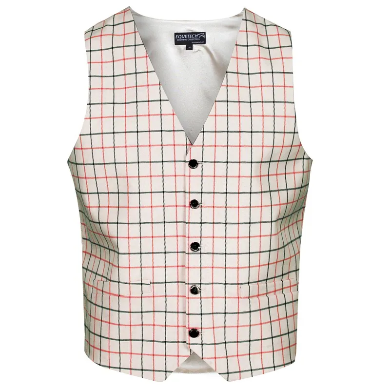 Equetech Tattersall Mens Competition Vest - Red/Black Check