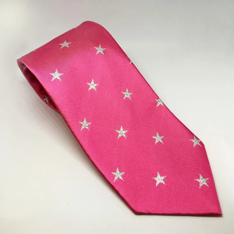 Equetech Stars Adult Show Tie - Fuchsia/Silver-1