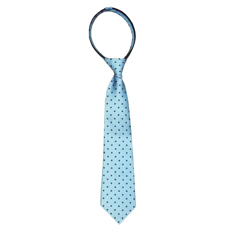 Equetech Polka Dot Junior Zipper Show Tie - Light Blue/Navy-1