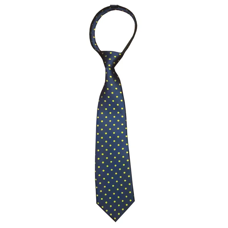 Equetech Polka Dot Junior Zip-up Show Tie - Navy/Gold