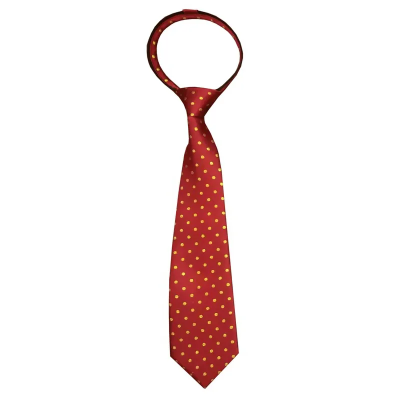 Equetech Polka Dot Junior Zipper Show Tie - Red/Gold-1