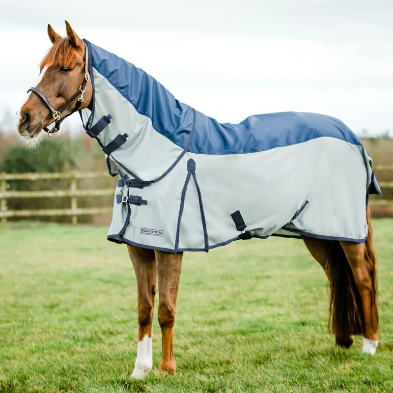 Equi-Sential Waterproof Detachable Neck Fly Sheet - Silver/Navy