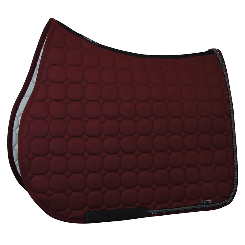 Equiline Octagon Custom Saddle Pad - Burgundy/Grey/Black Crystal