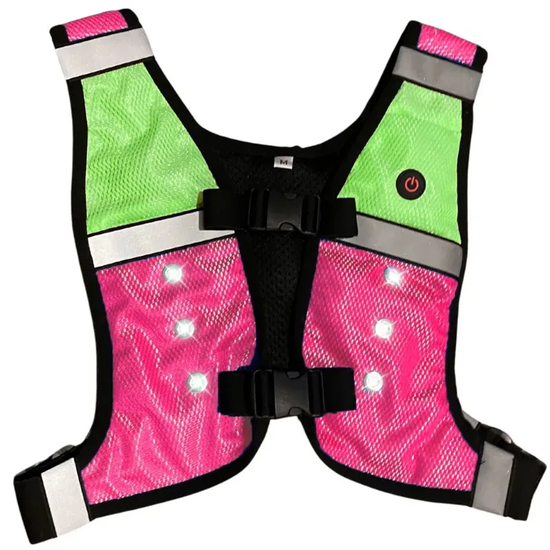 Equi Light Mini Rider Pro Hi-Viz LED Vest - Pink/Lime