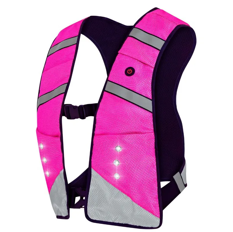 Equi Light Pro High-Visibility LED Adults Rider Vest - Pink/Silver