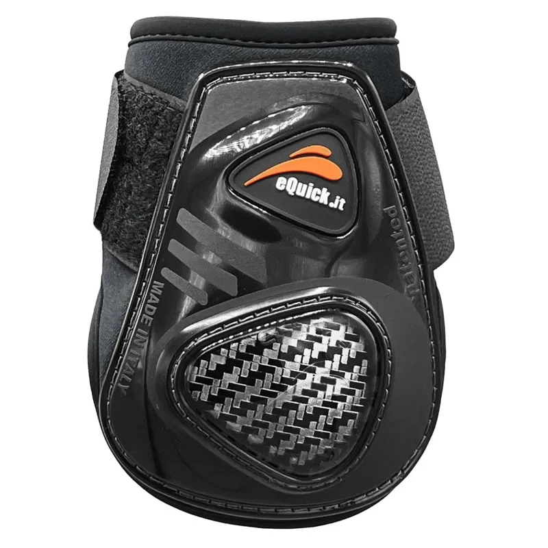 eQuick eCarbon Shock Velcro Hind Fetlock Boots - Black