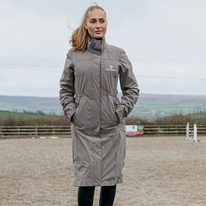 EQUIDRY Aura Womens Waterproof Long Riding Coat - Taupe