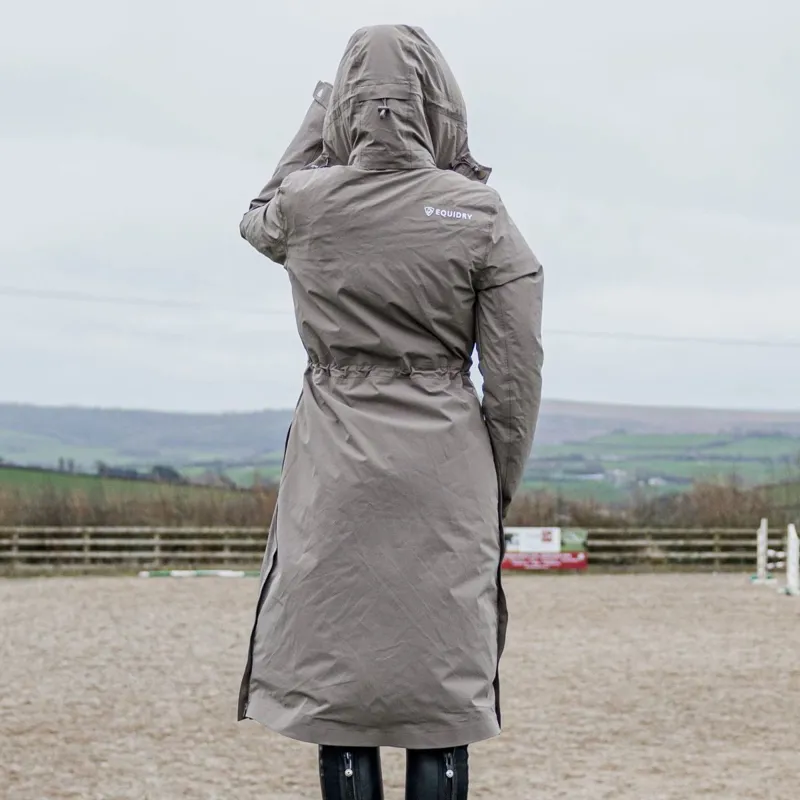 EQUIDRY Aura Womens Waterproof Long Riding Coat - Taupe-3