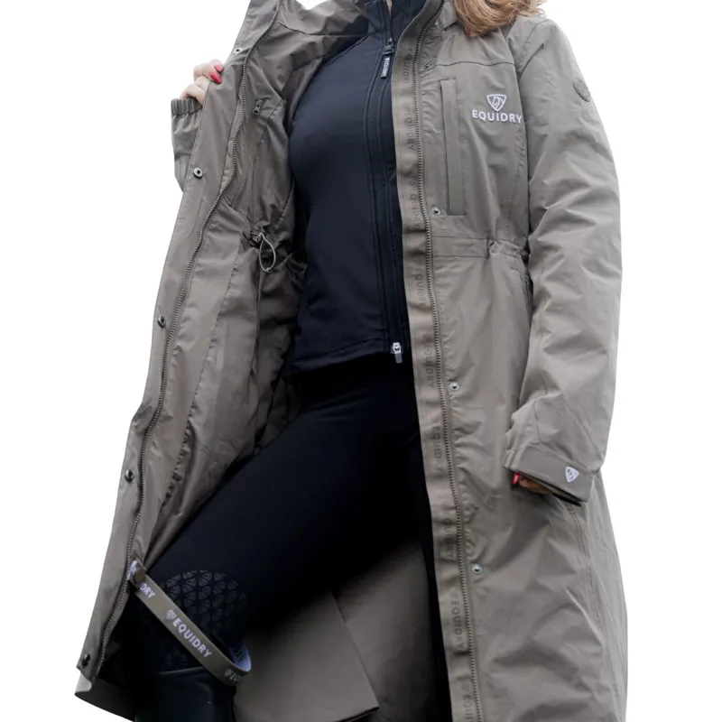 EQUIDRY Aura Womens Waterproof Long Riding Coat - Taupe-7