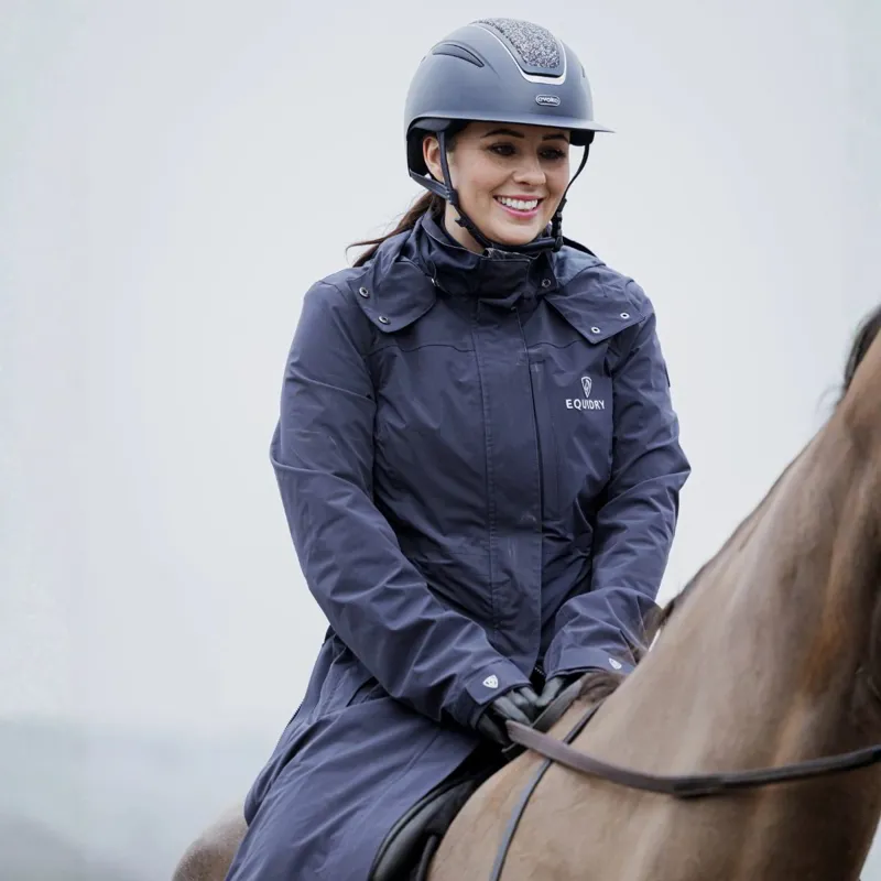 EQUIDRY Aura Women's Waterproof Long Riding Coat - Navy-2