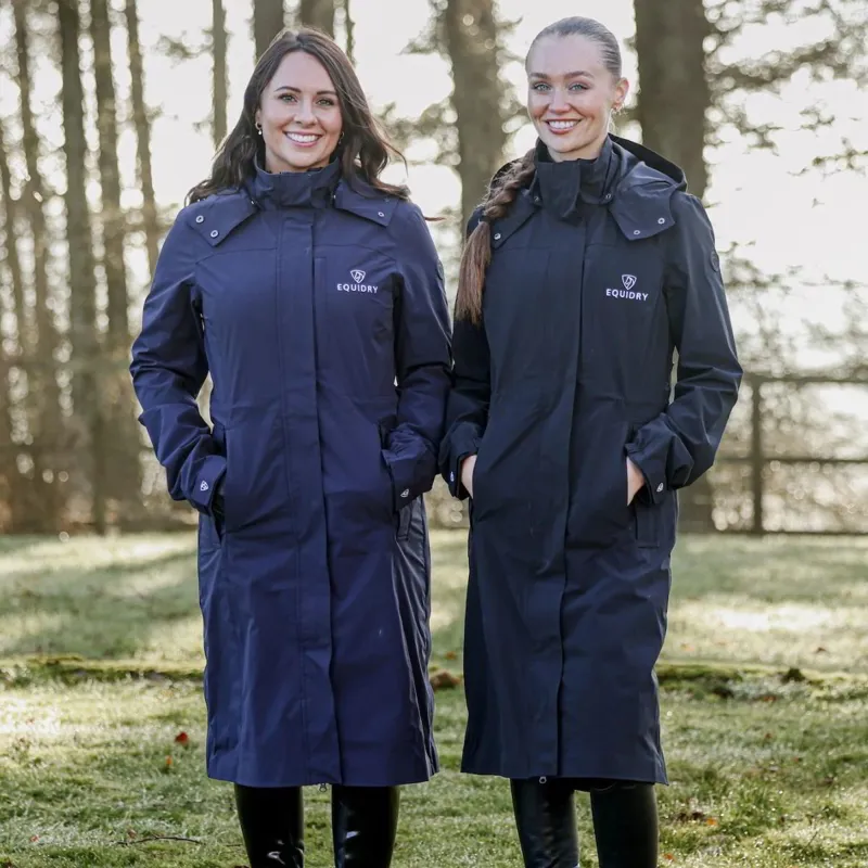 EQUIDRY Aura Women's Waterproof Long Riding Coat - Navy-3