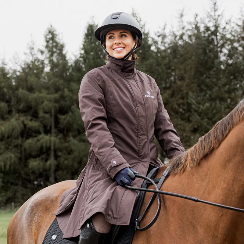 EQUIDRY Bronte Waterproof Women's Long Riding Coat - Brown-2