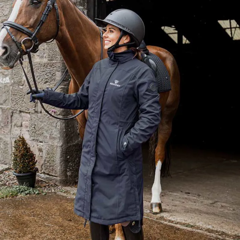 EQUIDRY Bronte Waterproof Women's Long Riding Coat - Blue