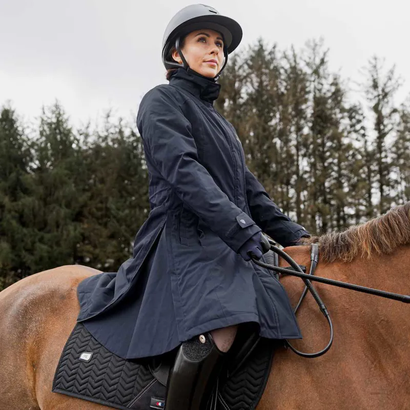 EQUIDRY Bronte Waterproof Women's Long Riding Coat - Blue-2