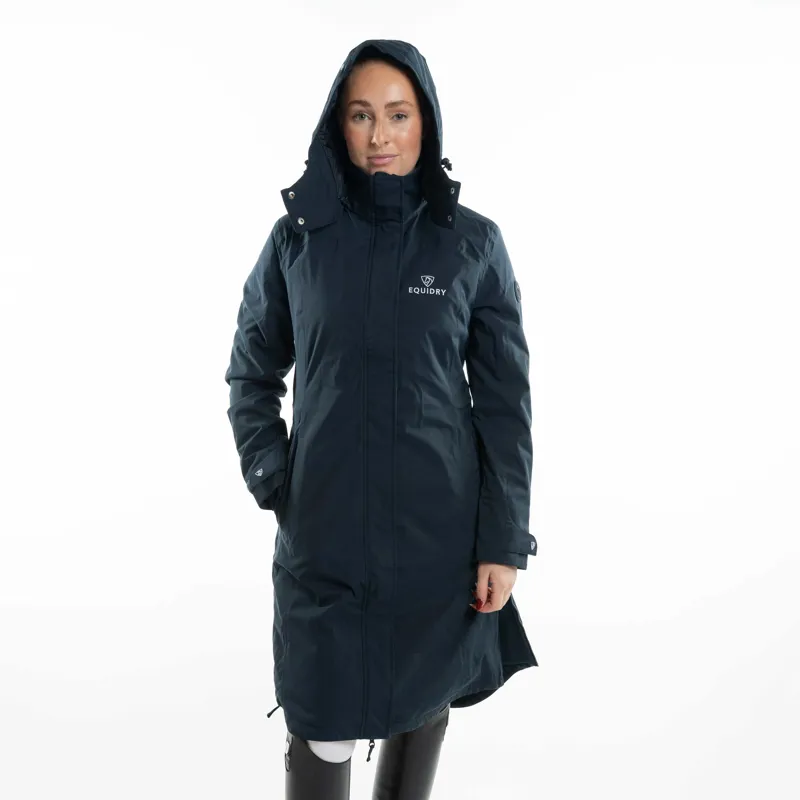 EQUIDRY Bronte Waterproof Women's Long Riding Coat - Blue-4