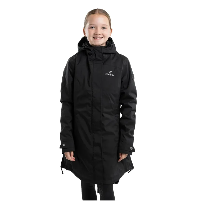 EQUIDRY Bronte Waterproof Junior Long Riding Coat - Black