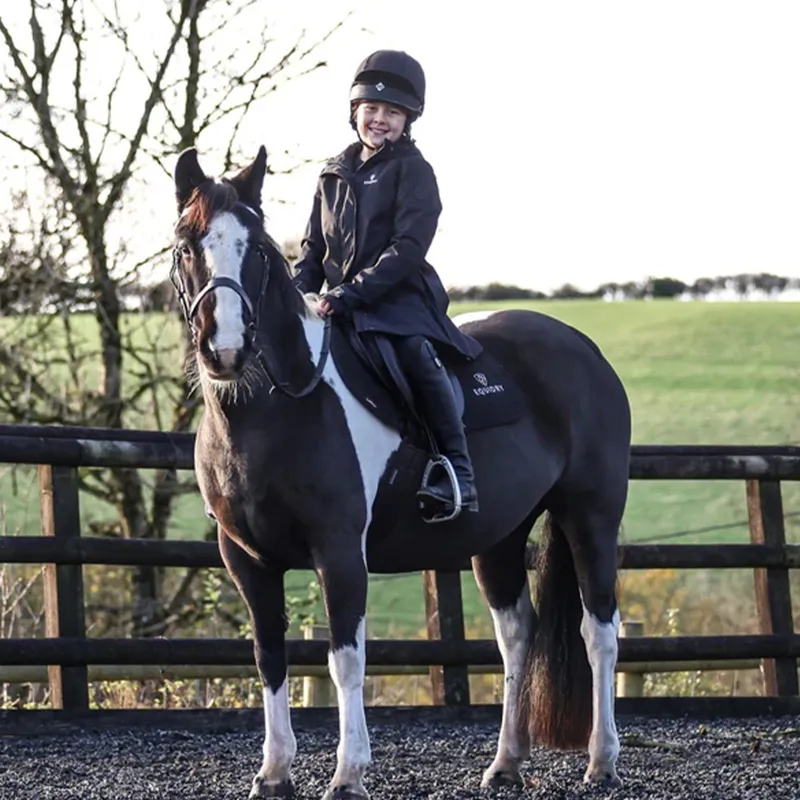 EQUIDRY Bronte Waterproof Junior Long Riding Coat - Black-5