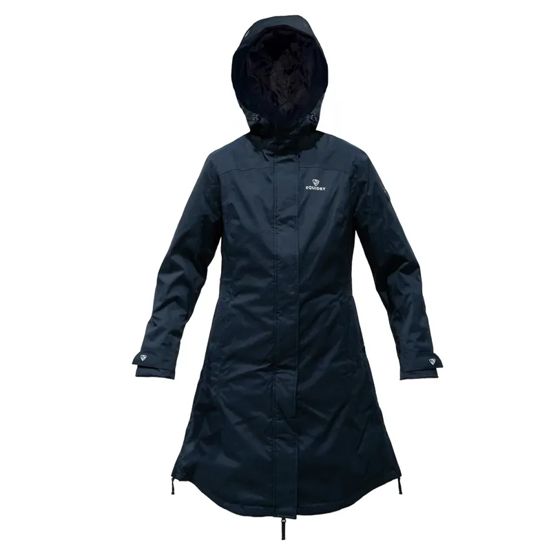 EQUIDRY Bronte Waterproof Junior Long Riding Coat - Navy-2