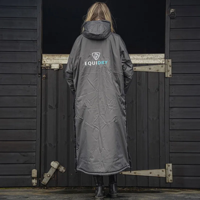 EQUIDRY Evolution Thick Fleece Lined Waterproof Jacket - Grey/Turquoise-1