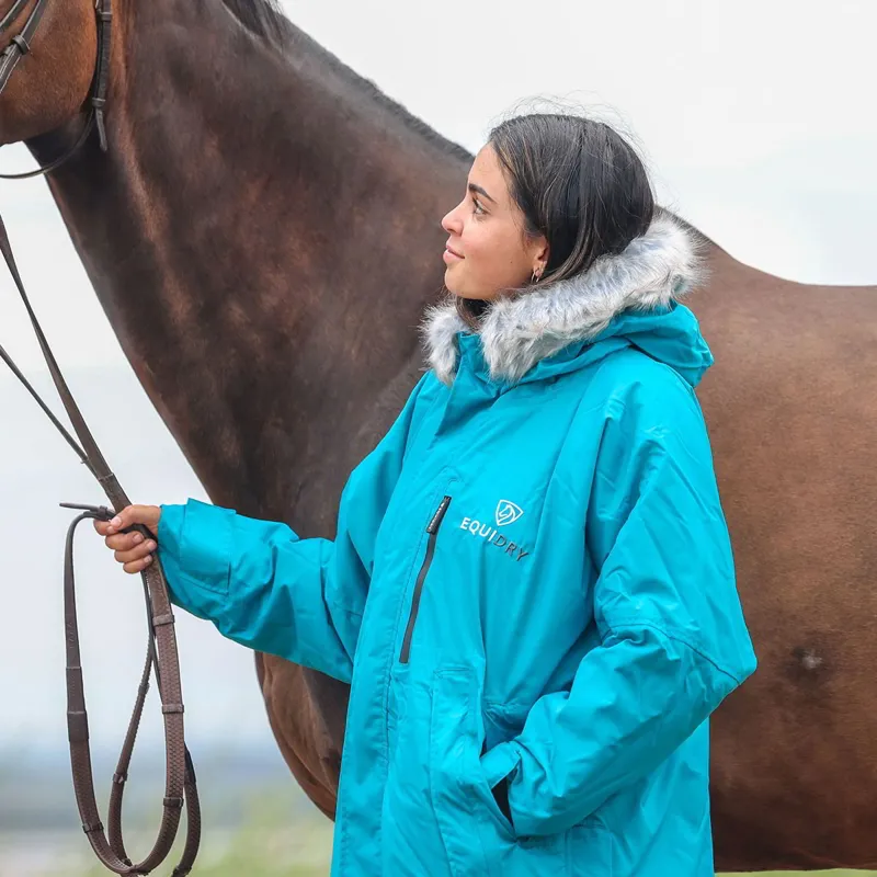 EQUIDRY Evolution Lux Adult Waterproof Jacket - Turquoise/Charcoal-5