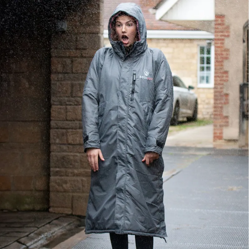 EQUIDRY Evolution Thick Fleece Lined Waterproof Jacket-Charcoal/Pink-1