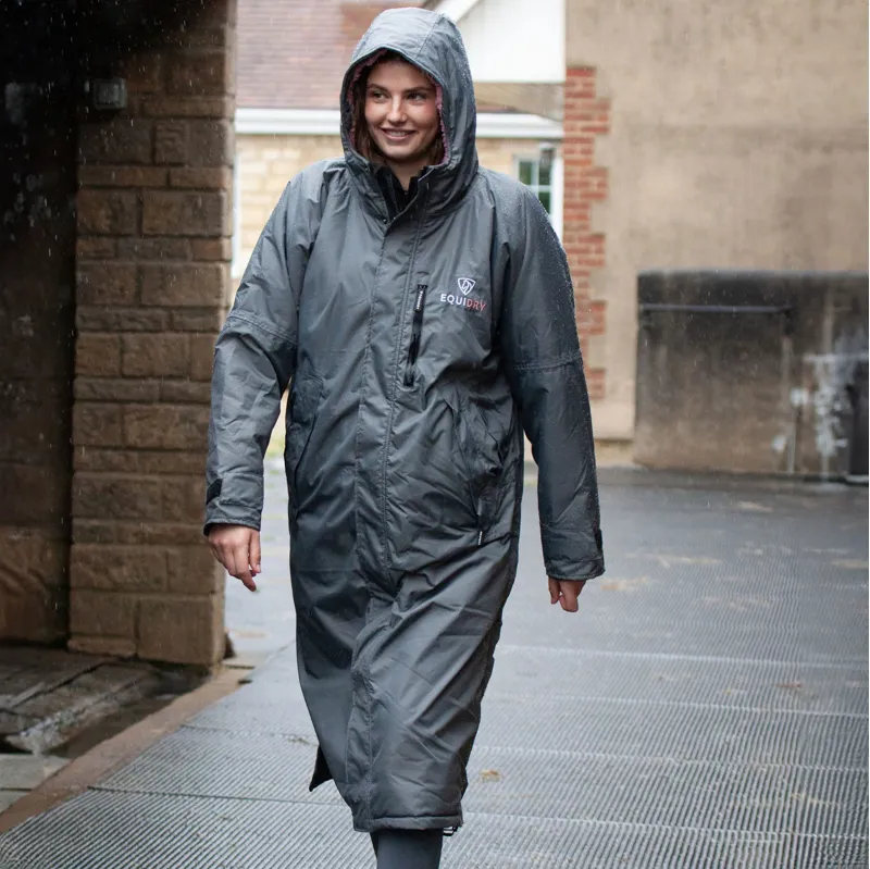 EQUIDRY Evolution Thick Fleece Lined Waterproof Jacket-Charcoal/Pink-2