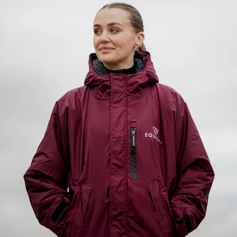 EQUIDRY Evolution Thick Fleece Lined Waterproof Jacket - Plum/Grey-3