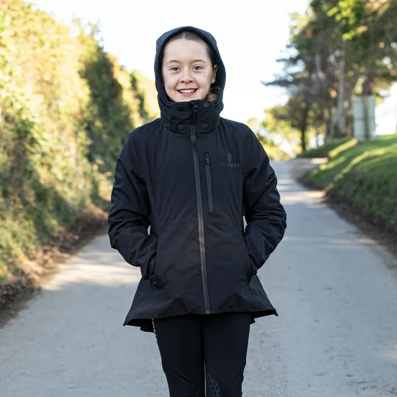 EQUIDRY Iris Junior Girls Warm Waterproof Riding Jacket - Black