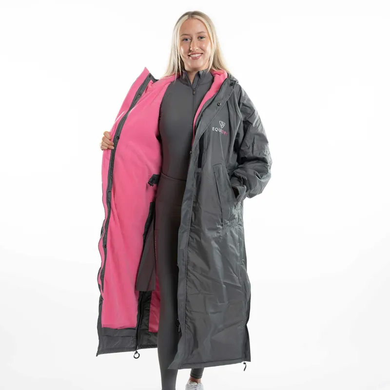 EQUIDRY Evolution Fleece Lined Waterproof Jacket - Grey/Penelope Pink-1