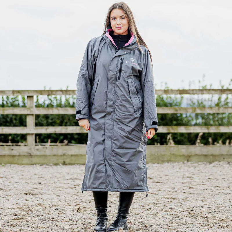 EQUIDRY Evolution Fleece Lined Waterproof Jacket - Grey/Penelope Pink