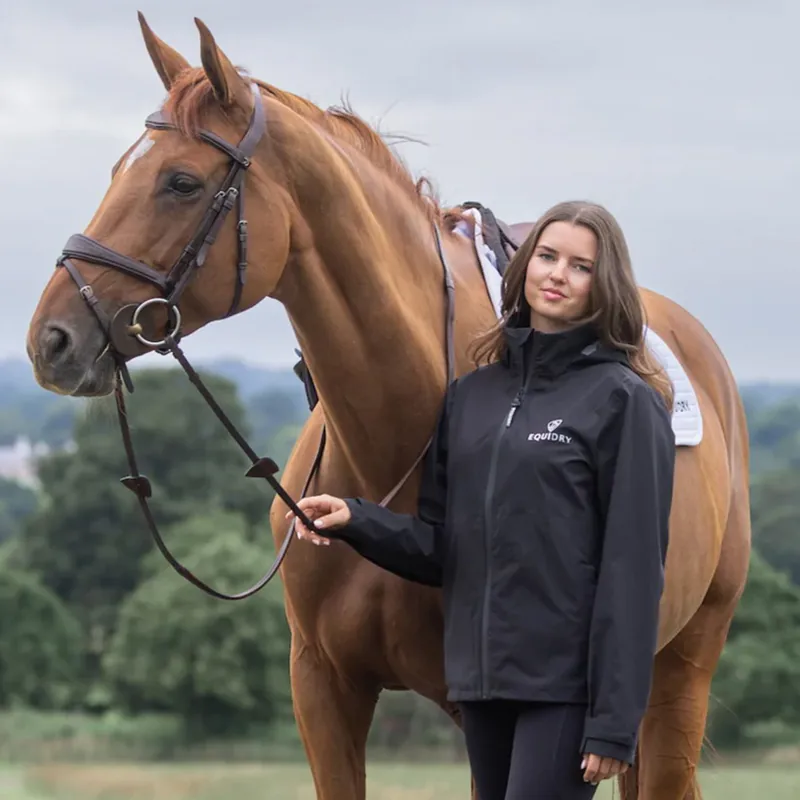 EQUIDRY Nimbus Pack Away Women's Waterproof Jacket - Black