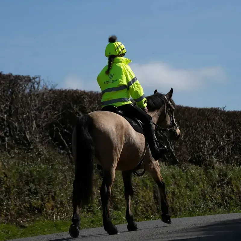 EQUIDRY Shortie Fleece Lined Junior Waterproof Jacket - Hi-Vis Yellow-2