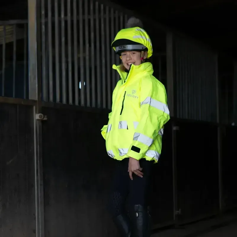 EQUIDRY Shortie Fleece Lined Junior Waterproof Jacket - Hi-Vis Yellow-4