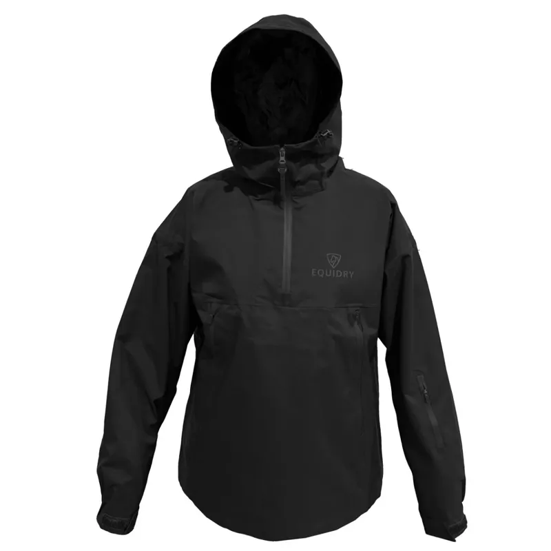 EQUIDRY Storm Smock Waterproof Quarter Zip Adult Jacket - Black-2