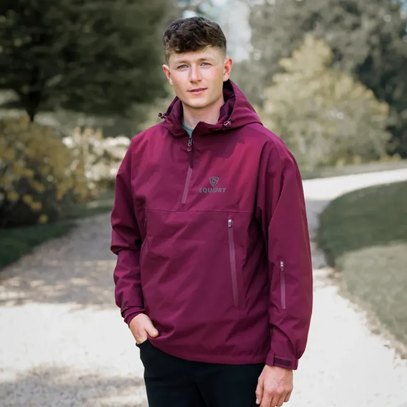 Equidry Storm Smock Waterproof Quarter Zip Adults Jacket - Burgundy