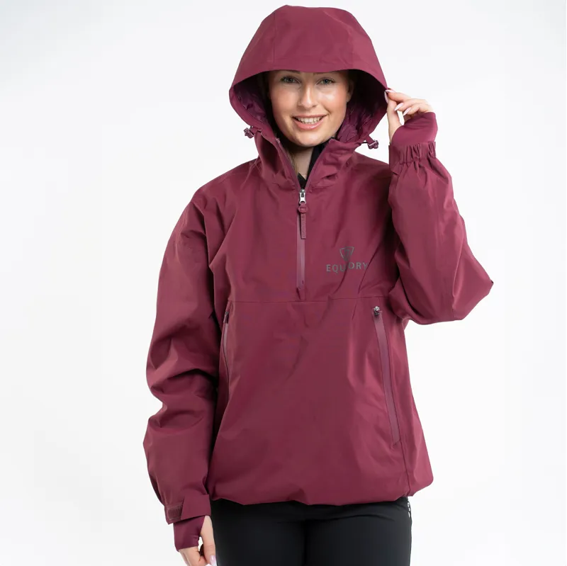 Equidry Storm Smock Waterproof Quarter Zip Adults Jacket - Burgundy-8