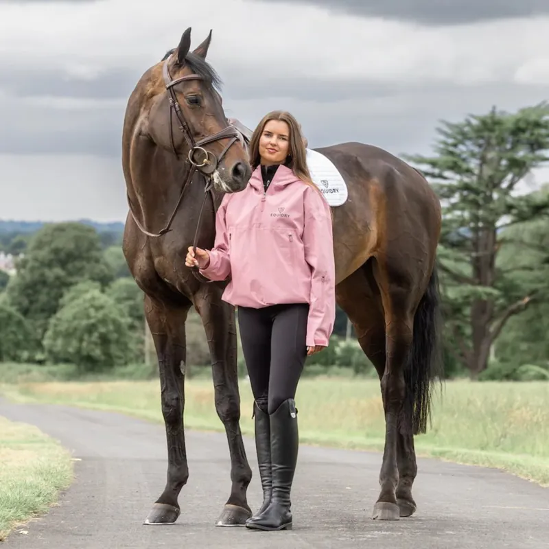 EQUIDRY Storm Smock Waterproof Quarter Zip Adult Jacket - Pale Pink-1
