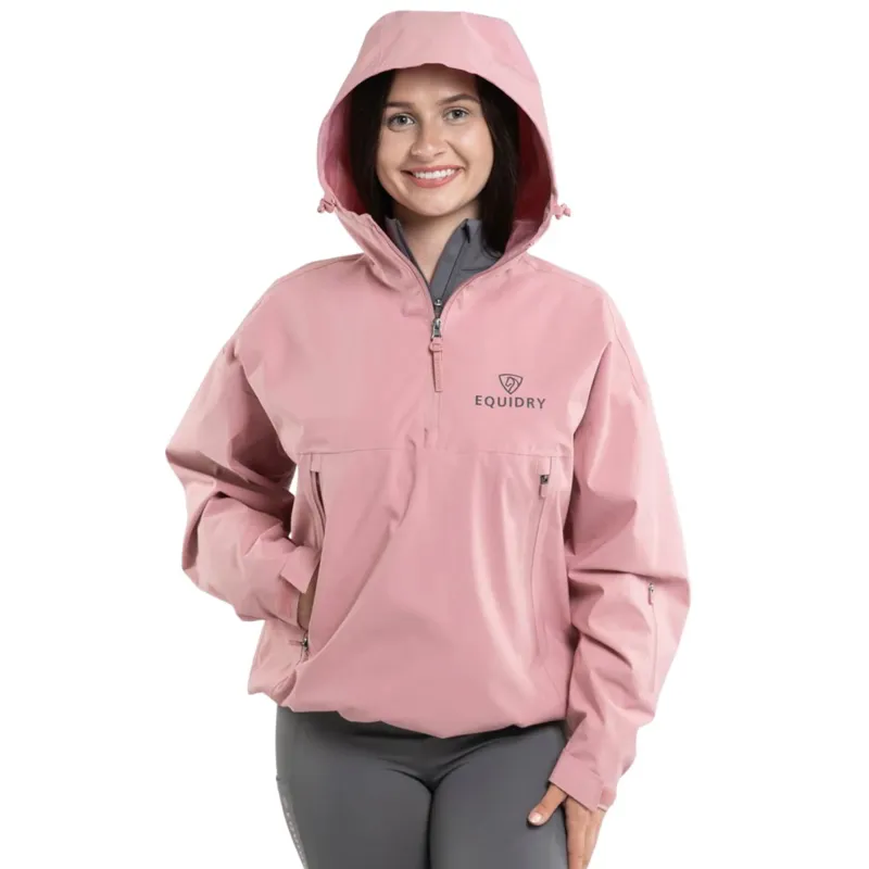 EQUIDRY Storm Smock Waterproof Quarter Zip Adult Jacket - Pale Pink-4