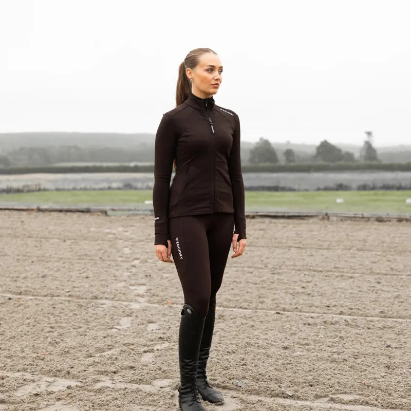 Equidry Water Repellent Knee Grip Women's Riding Leggings - Brown/White-4