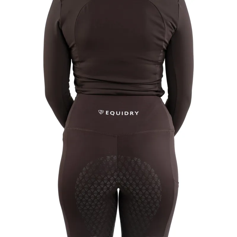 Equidry Water Repellent Knee Grip Women's Riding Leggings - Brown/White-3