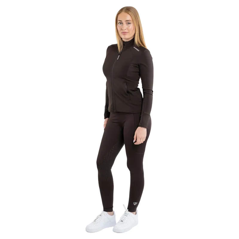 Equidry Water Repellent Knee Grip Women's Riding Leggings - Brown/White-1