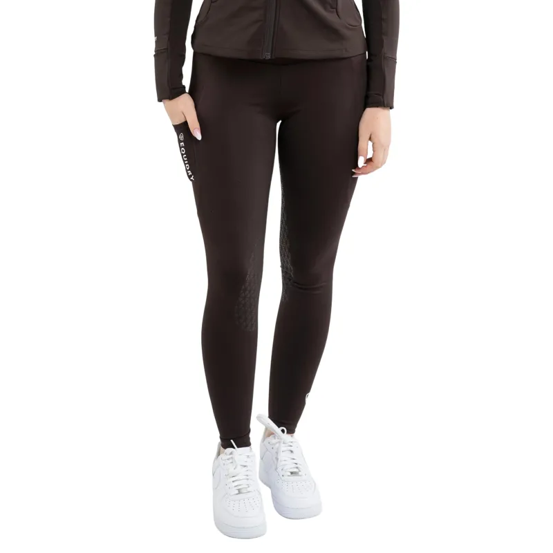Equidry Water Repellent Knee Grip Women's Riding Leggings - Brown/White