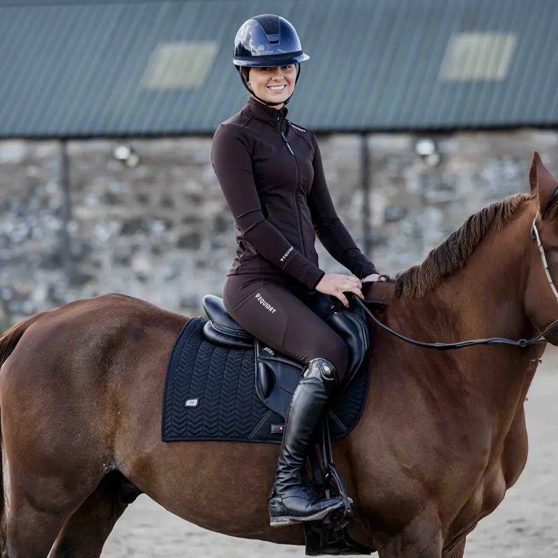 Equidry Water Repellent Knee Grip Women's Riding Leggings - Brown/White-5