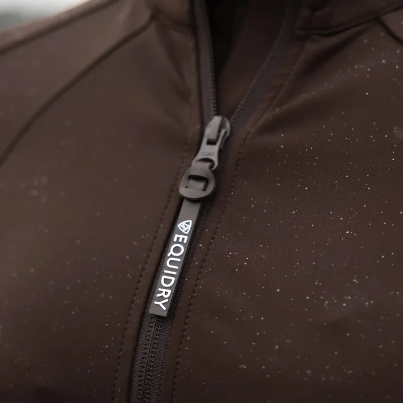 EQUIDRY Water Repellent Women's Zip Up Top - Brown/White-3