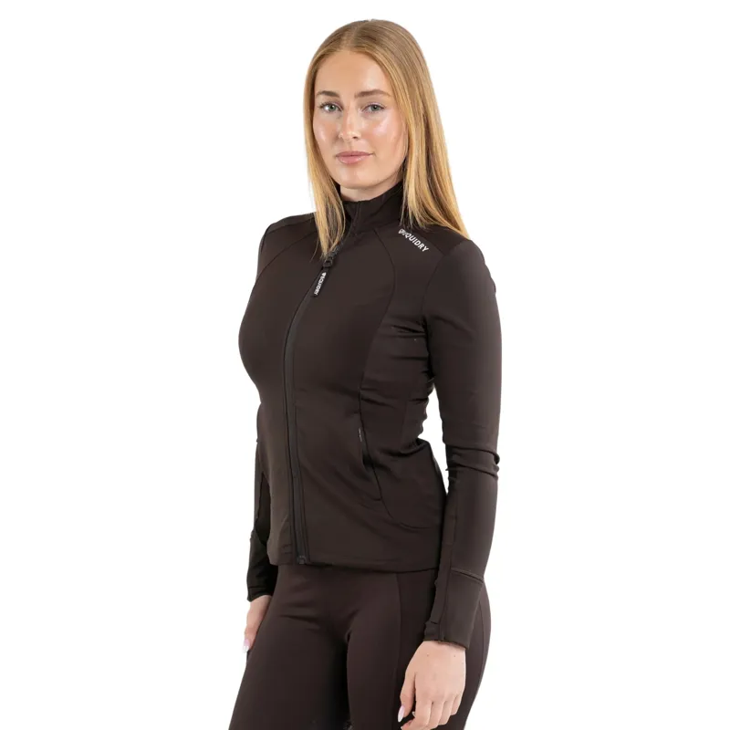 EQUIDRY Water Repellent Women's Zip Up Top - Brown/White