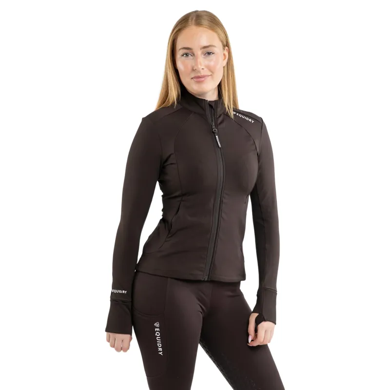 EQUIDRY Water Repellent Women's Zip Up Top - Brown/White-2